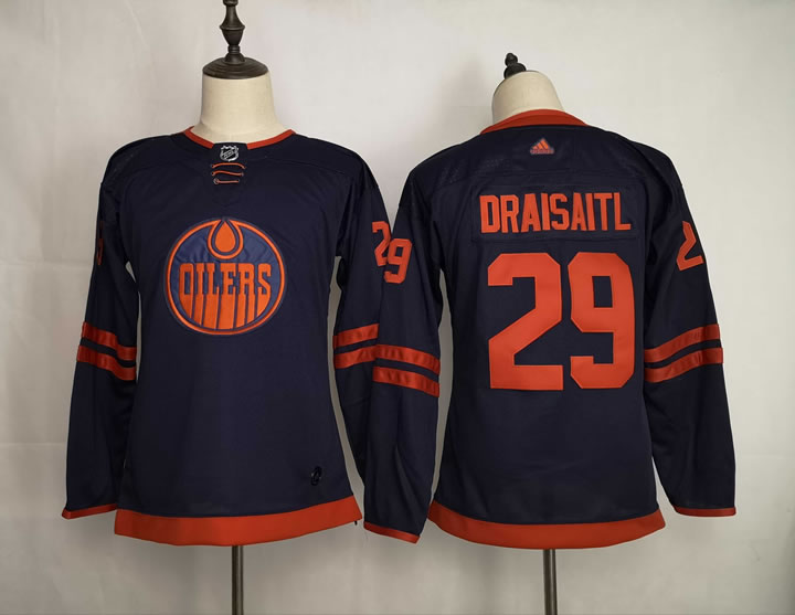 Youth Oilers 29 Leon Draisaitl Navy 50th anniversary Adidas Jersey