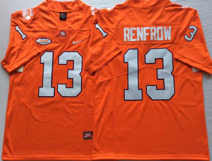 Clemson Tigers 13 Hunter Renfrow Orange Nike College Football Jersey