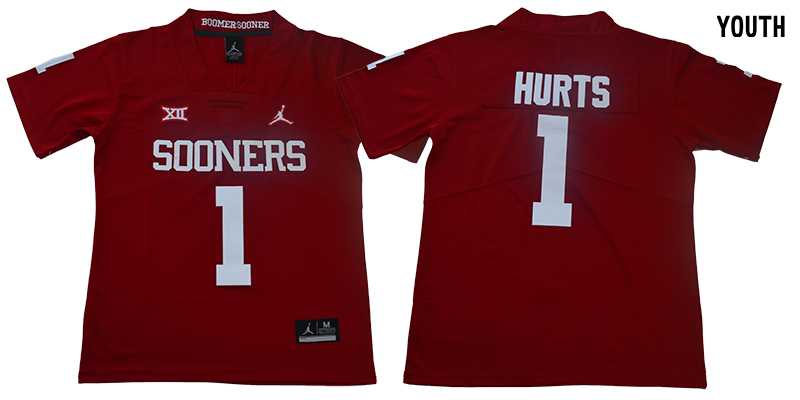 Youth Oklahoma Sooners 1 Jalen Hurts White College Football Jersey