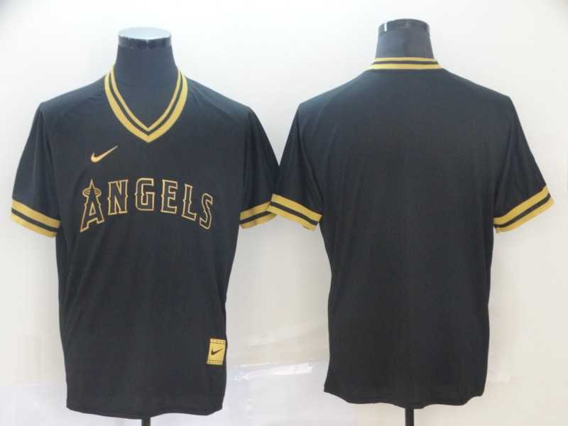Angels Blank Black Gold Nike Cooperstown Collection Legend V Neck Jersey (1)