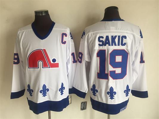 Nordiques 19 Joe Sakic White CCM Throwback Jersey