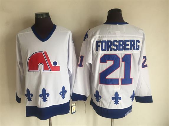 Nordiques 21 Forsberg White CCM Throwback Jersey