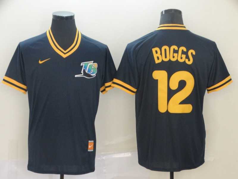 Rays 12 Wade Boggs Navy Throwback Jersey (1)