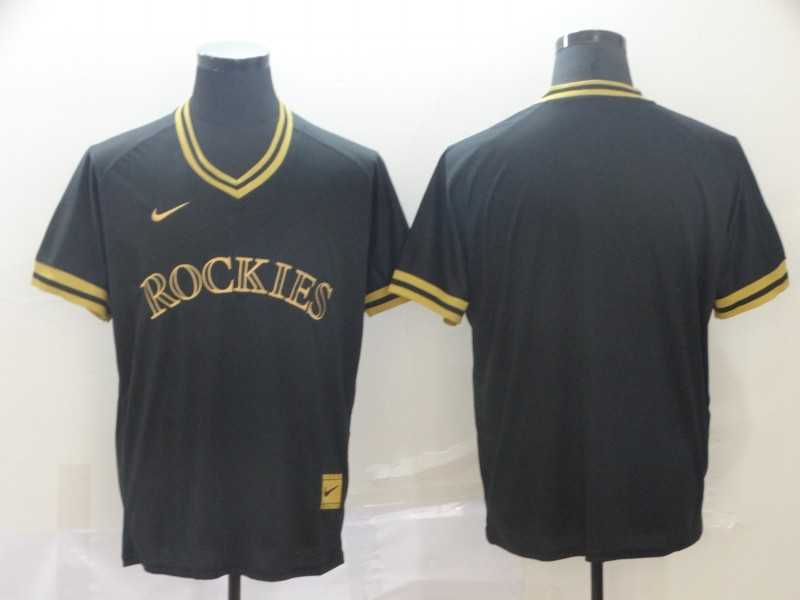 Rockies Blank Black Gold Nike Cooperstown Collection Legend V Neck Jersey (1)