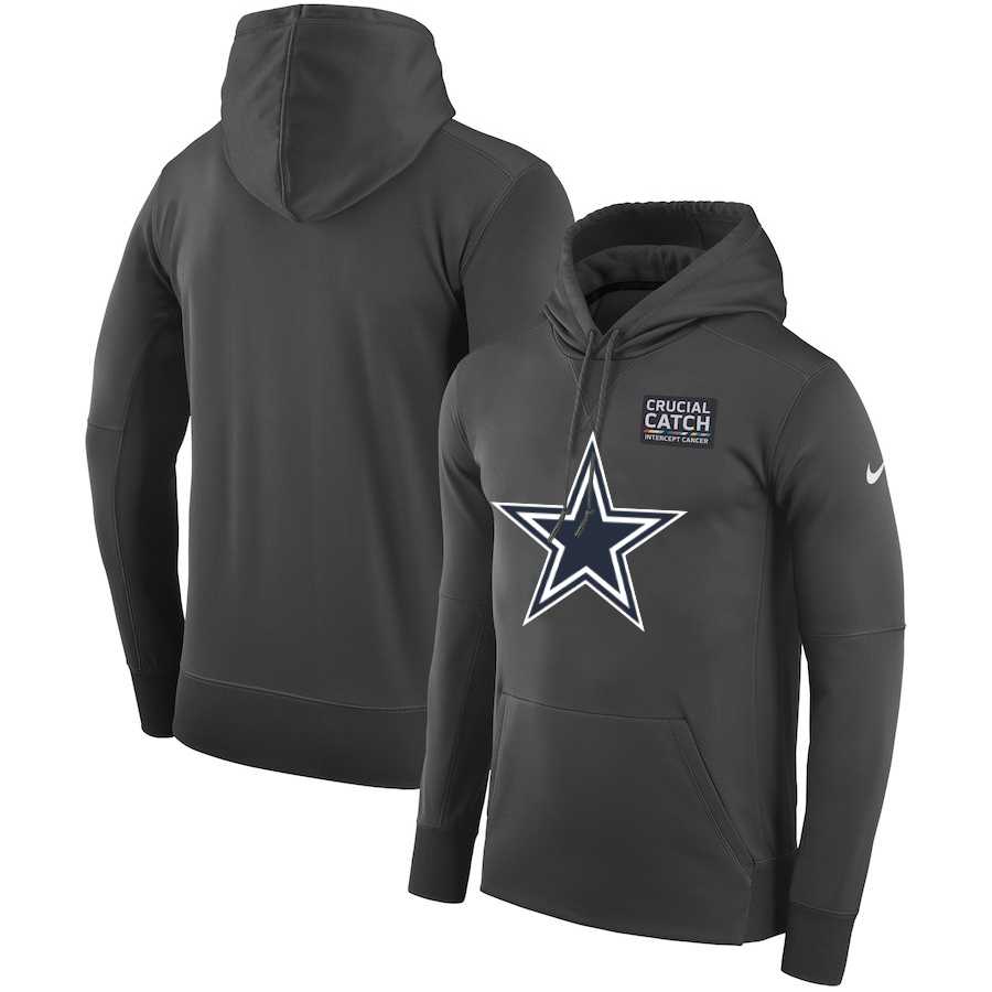 Men's Dallas Cowboys Anthracite Nike Crucial Catch Performance Hoodie
