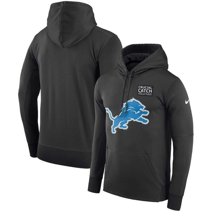 Men's Detroit Lions Anthracite Nike Crucial Catch Performance Hoodie