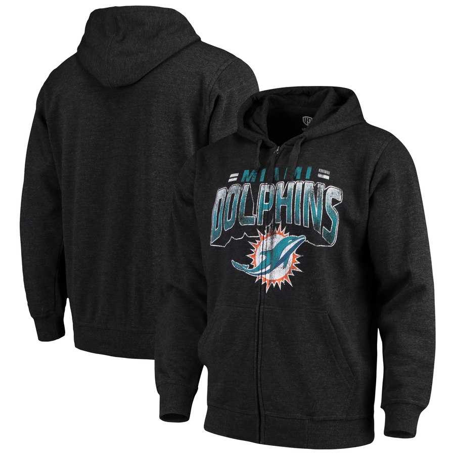Men's Miami Dolphins G III Sports by Carl Banks Perfect Season Full Zip Hoodie Charcoal