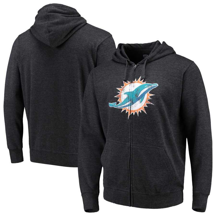Men's Miami Dolphins G III Sports by Carl Banks Primary Logo Full Zip Hoodie Charcoal