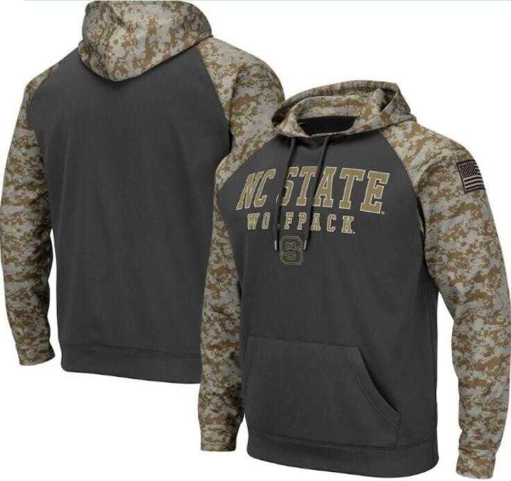 Men's NC State Wolfpack Gray Camo Pullover Hoodie