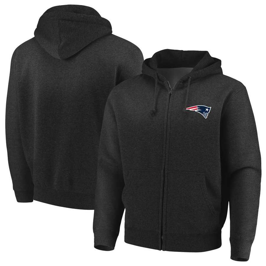 Men's New England Patriots Majestic Cap Logo Full Zip Hoodie Black