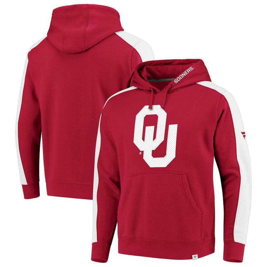 Men's Oklahoma Sooners Fanatics Branded Iconic Colorblocked Fleece Pullover Hoodie Crimson
