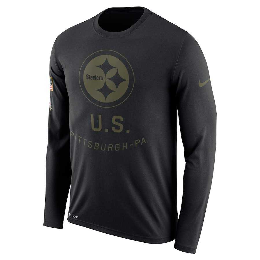 Men's Pittsburgh Steelers Nike Salute to Service Sideline Legend Performance Long Sleeve T-Shirt Black