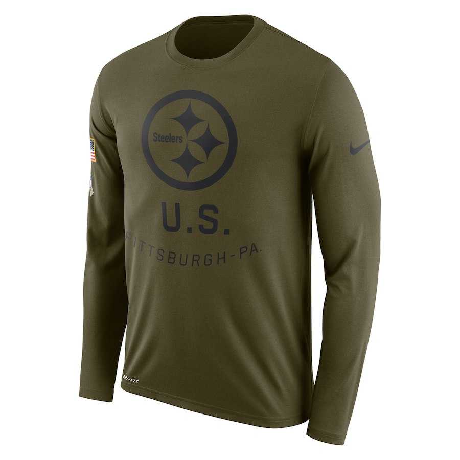 Men's Pittsburgh Steelers Nike Salute to Service Sideline Legend Performance Long Sleeve T-Shirt Olive