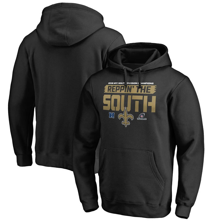Men's Saints Black 2018 NFL Playoffs Reppin' The South Pullover Hoodie