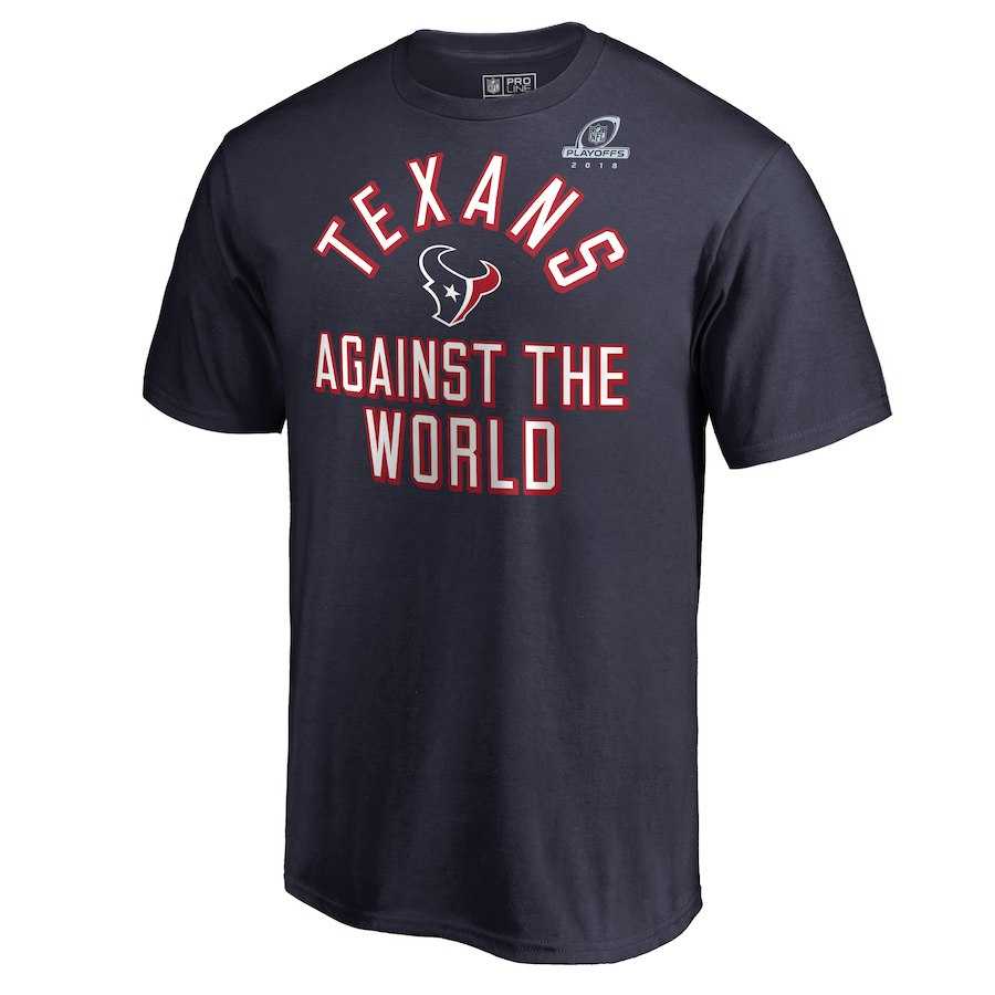Men's Texans Navy 2018 NFL Playoffs Against The World T-Shirt