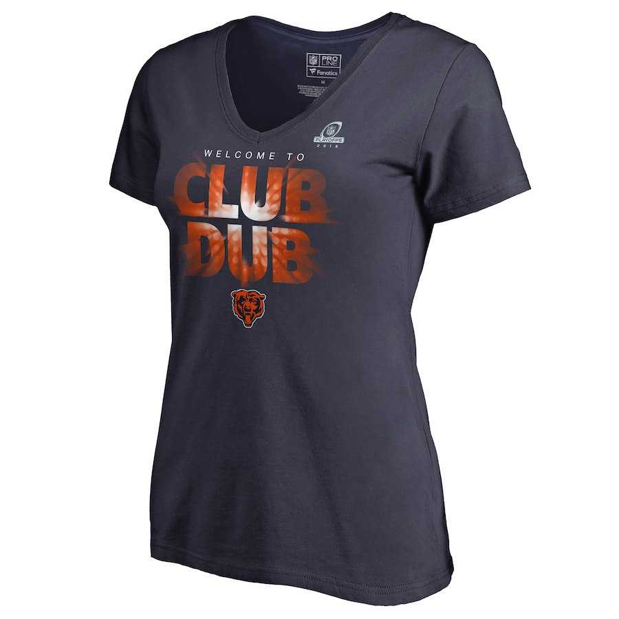 Women Bears Navy 2018 NFL Playoffs Club Dub T-Shirt