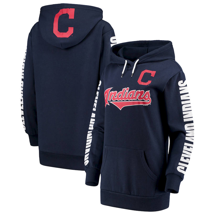 Women Cleveland Indians G III 4Her by Carl Banks Extra Innings Pullover Hoodie Navy