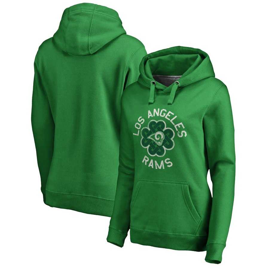 Women Los Angeles Rams NFL Pro Line by Fanatics Branded St. Patrick's Day Luck Tradition Pullover Hoodie Kelly Green