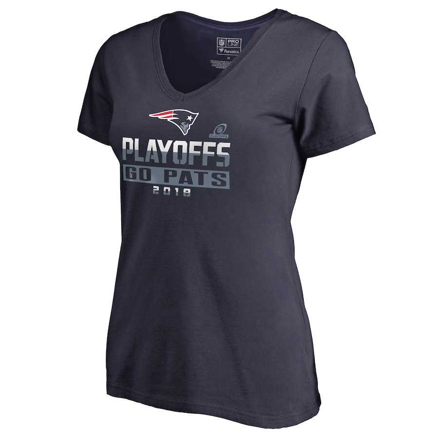 Women Patriots Navy 2018 NFL Playoffs Go Pats T-Shirt