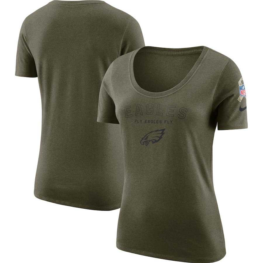 Women Philadelphia Eagles Nike Salute to Service Legend Scoop Neck T-Shirt Olive