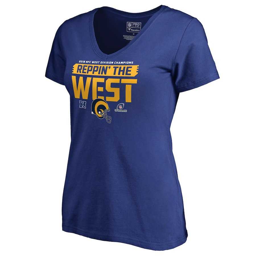Women Rams Blue 2018 NFL Playoffs Reppin' The West T-Shirt