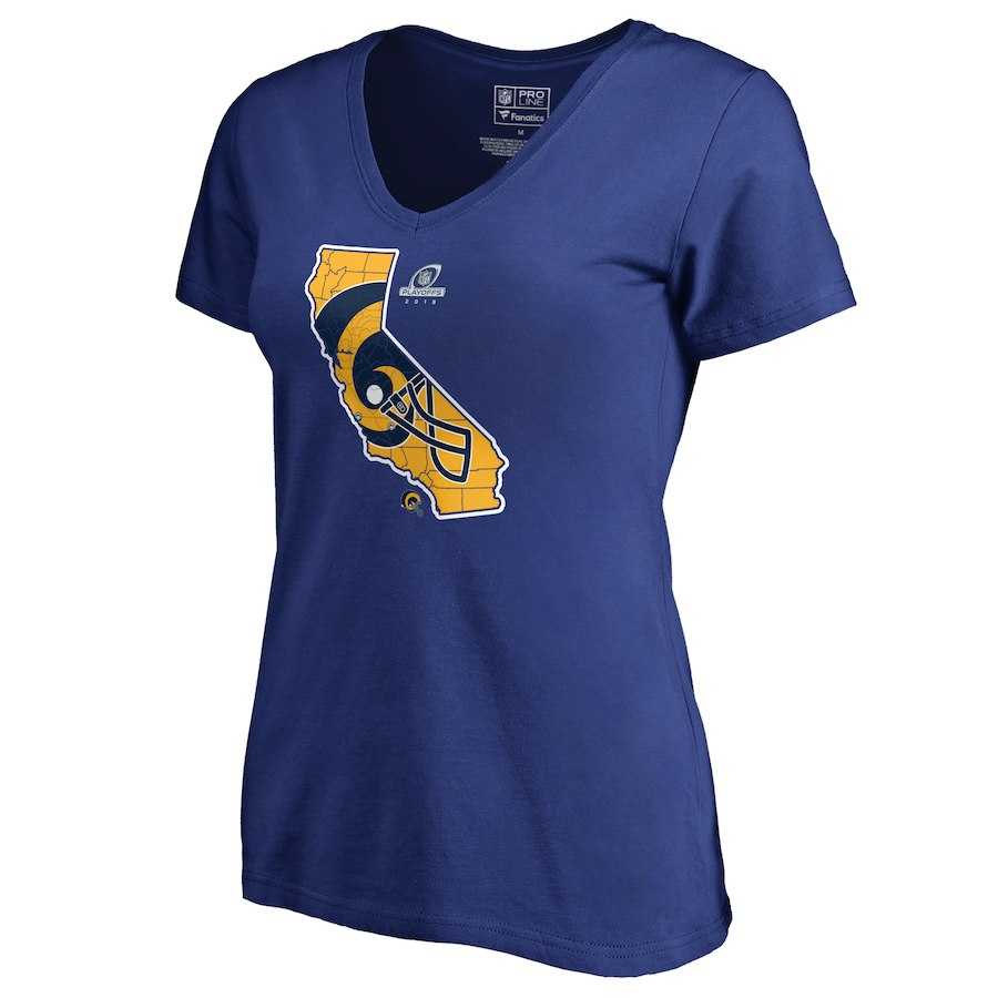 Women Rams Blue 2018 NFL Playoffs T-Shirt