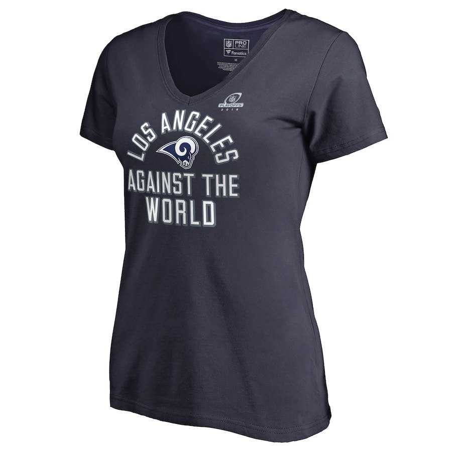 Women Rams Navy 2018 NFL Playoffs Against The World T-Shirt