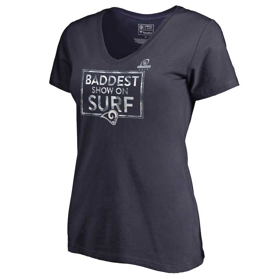 Women Rams Navy 2018 NFL Playoffs Baddest Show On Surf T-Shirt