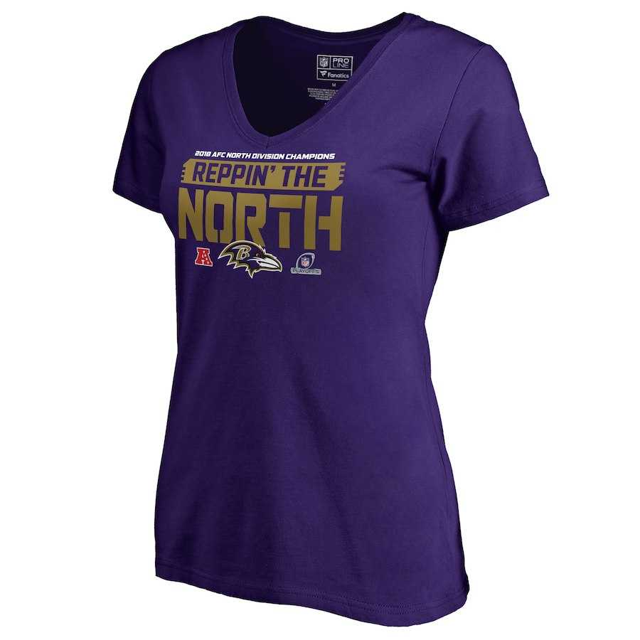 Women Ravens Purple 2018 NFL Playoffs Reppin' The North T-Shirt