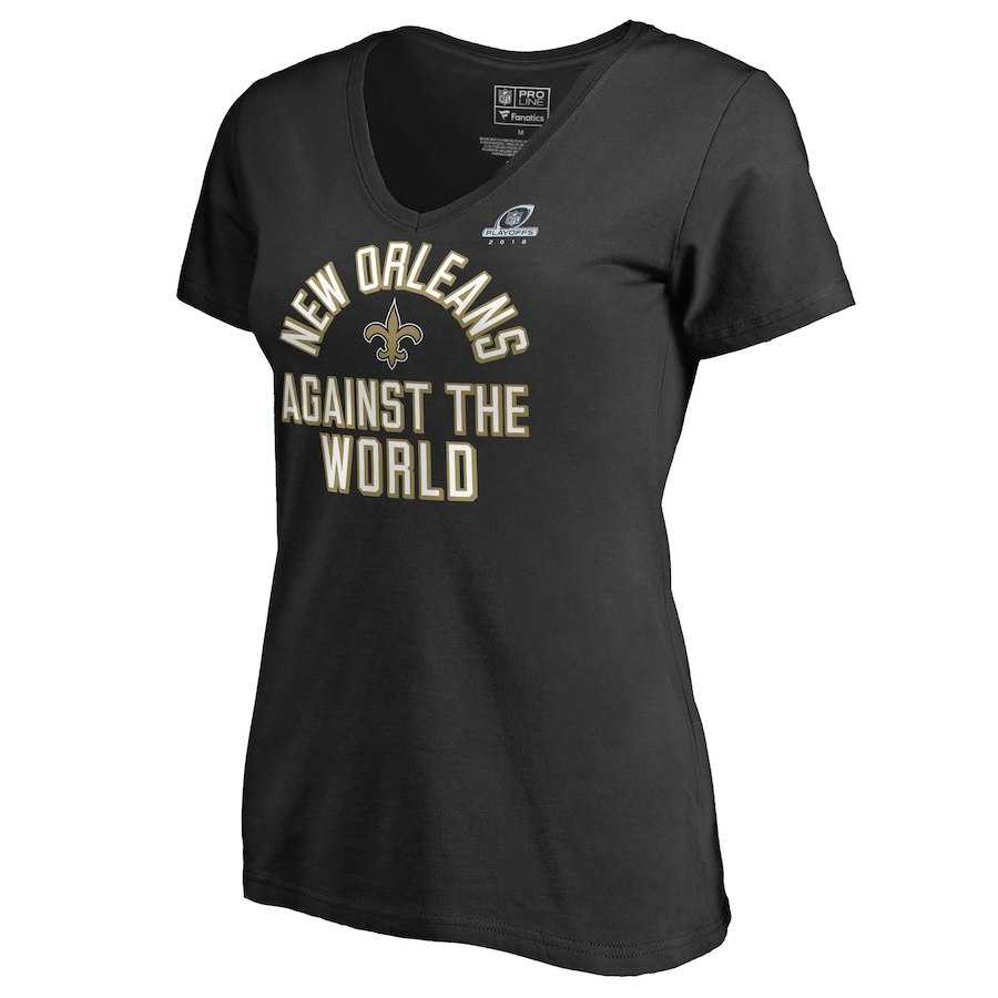 Women Saints Black 2018 NFL Playoffs Against The World T-Shirt