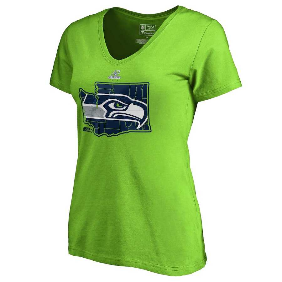 Women Seahawks Green 2018 NFL Playoffs T-Shirt