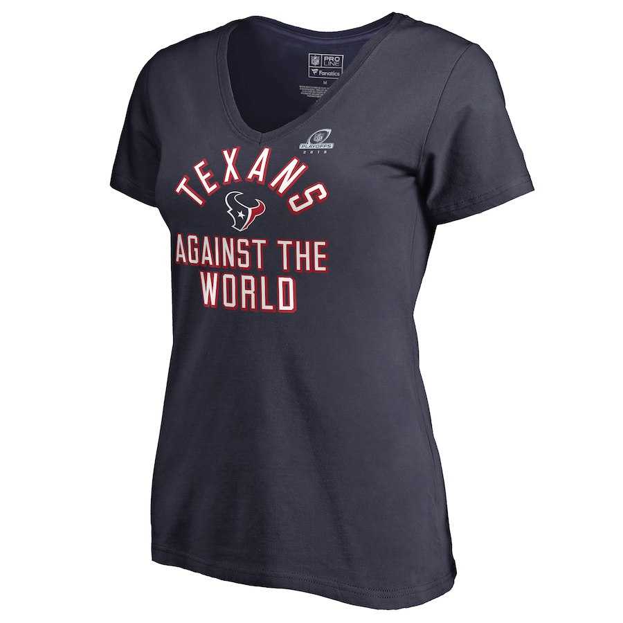 Women Texans Navy 2018 NFL Playoffs Against The World T-Shirt