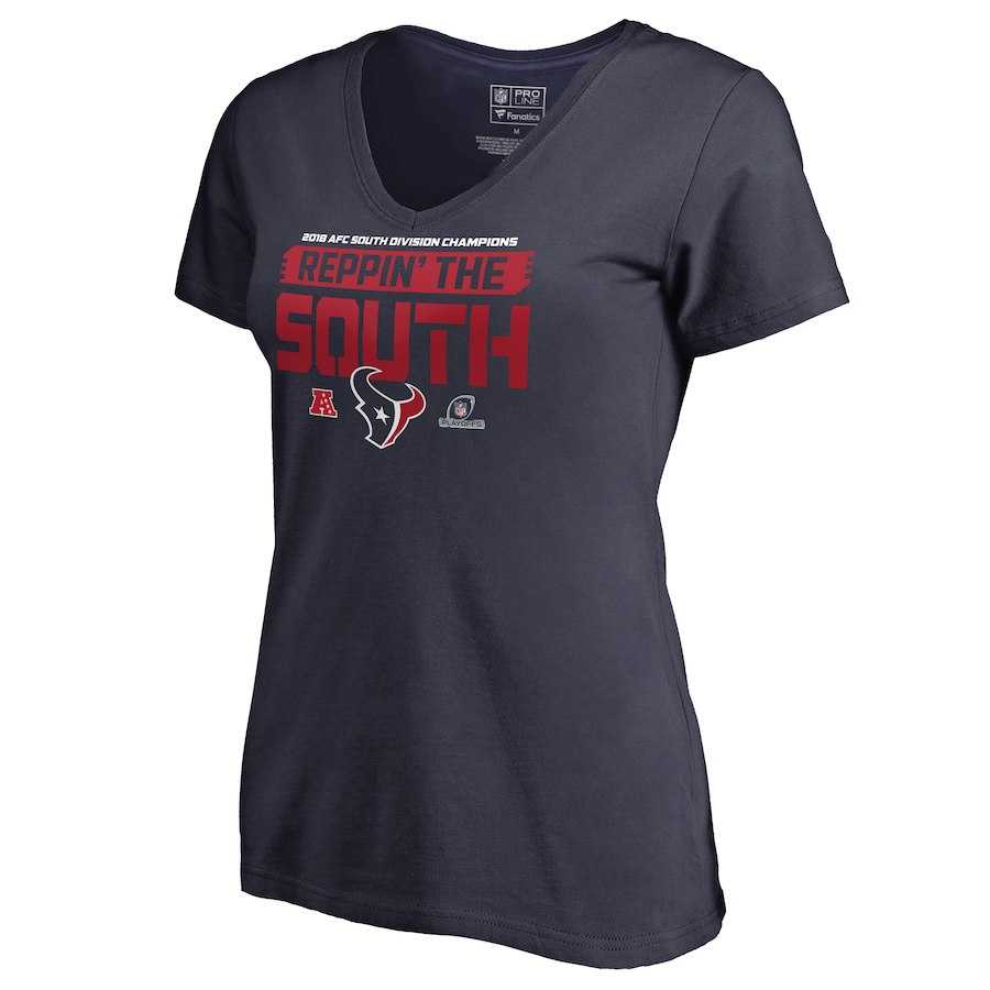 Women Texans Navy 2018 NFL Playoffs Reppin' The South T-Shirt
