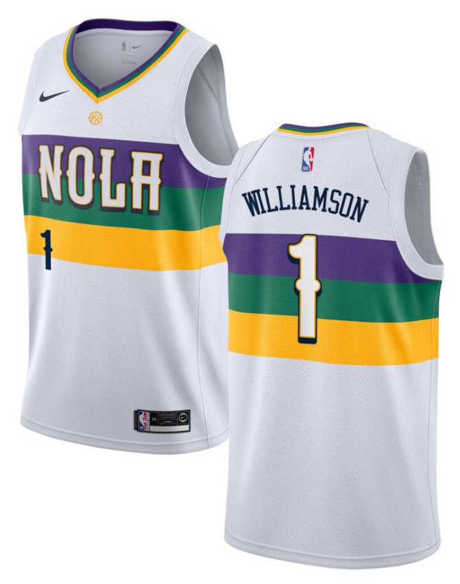 Pelicans 1 Zion Williamson White City Edition Nike Swingman Jersey Dzhi
