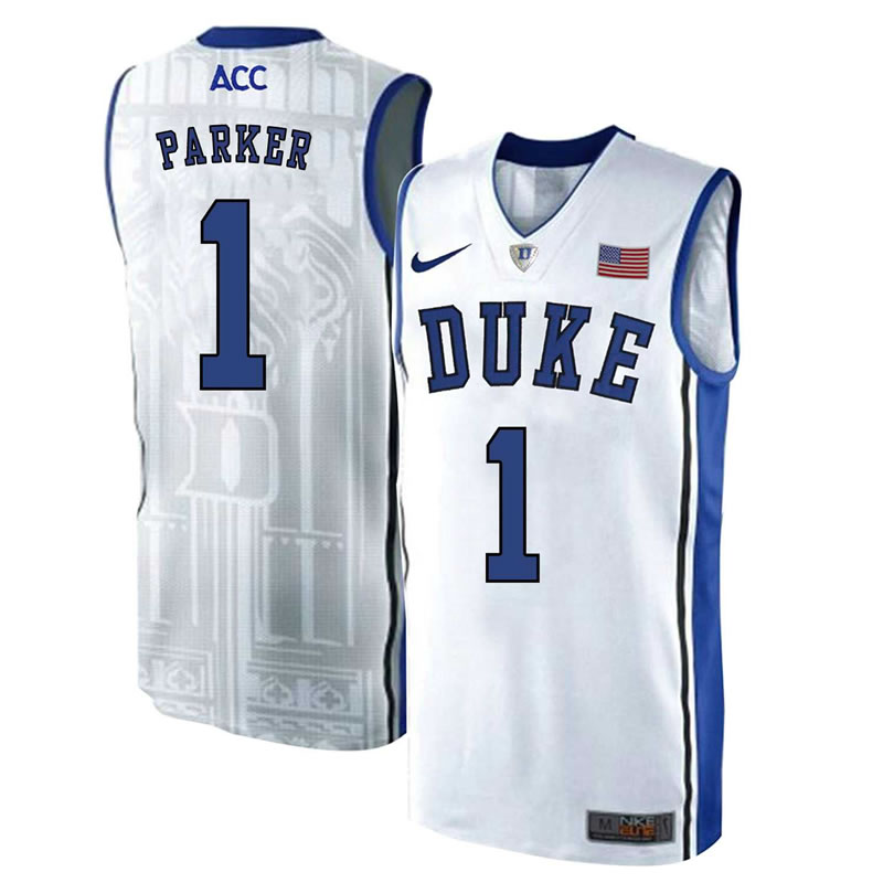 Duke Blue Devils 1 Jabari Parker White Elite Nike College Basketabll Jersey Dyin