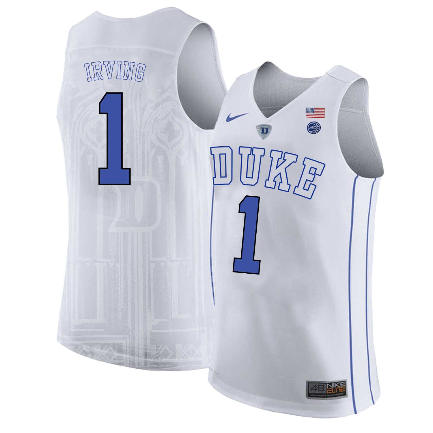 Duke Blue Devils 1 Kyrie Irving White Nike College Basketabll Jersey Dyin