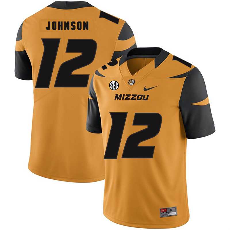 Missouri Tigers 12 Johnathon Johnson Gold Nike College Football Jersey Dzhi