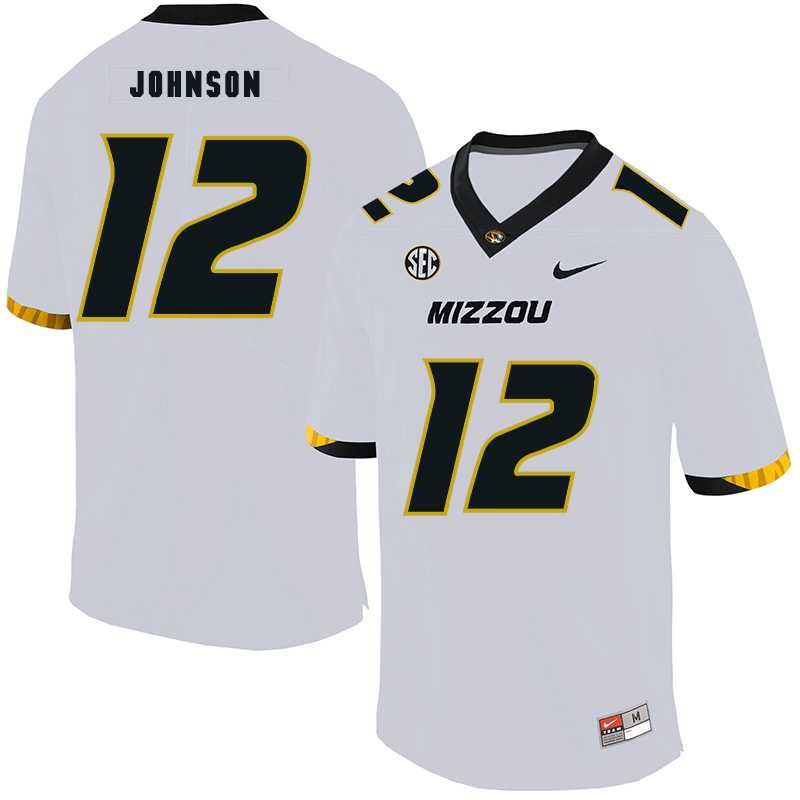 Missouri Tigers 12 Johnathon Johnson White Nike College Football Jersey Dzhi