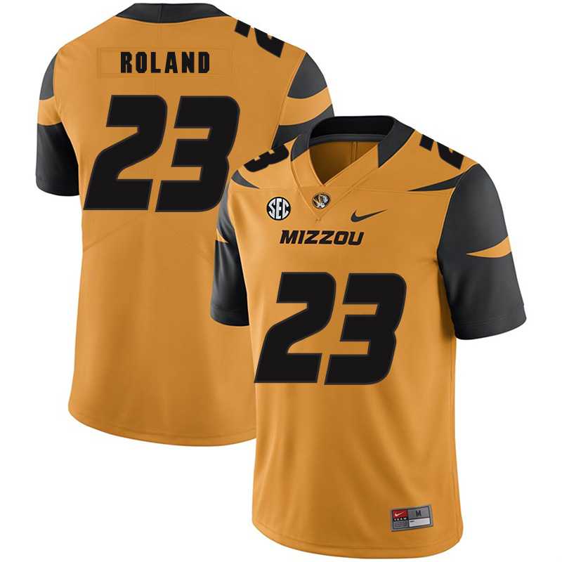 Missouri Tigers 23 Johnny Roland Gold Nike College Football Jersey Dzhi