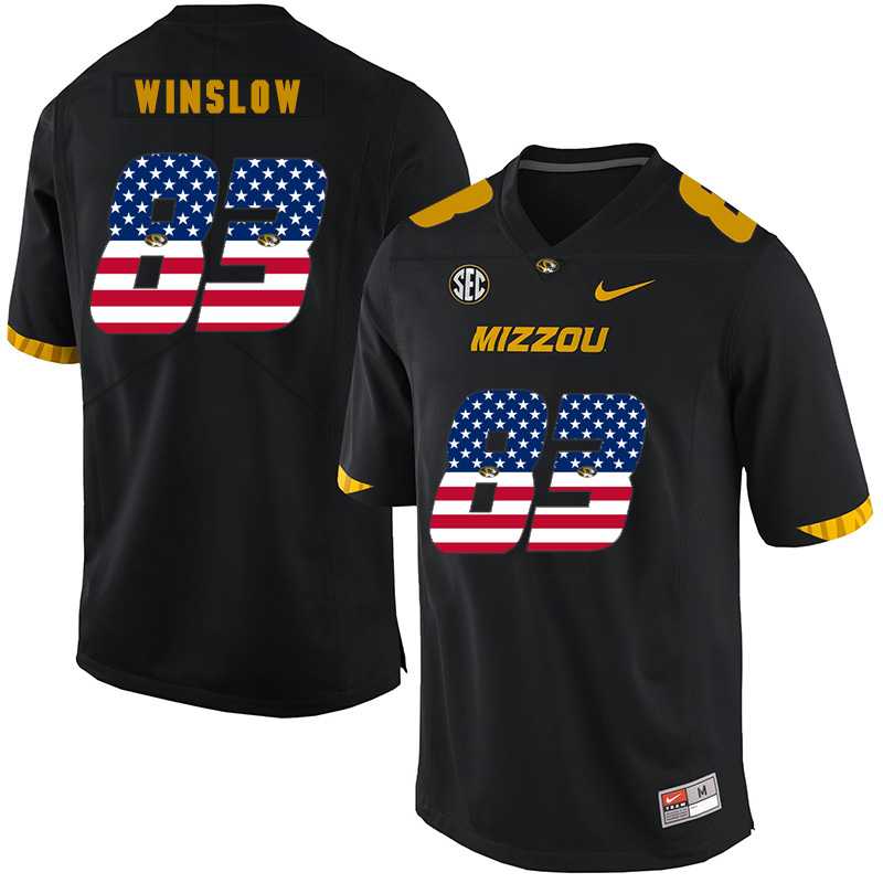 Missouri Tigers 83 Kellen Winslow Black USA Flag Nike College Football Jersey Dyin