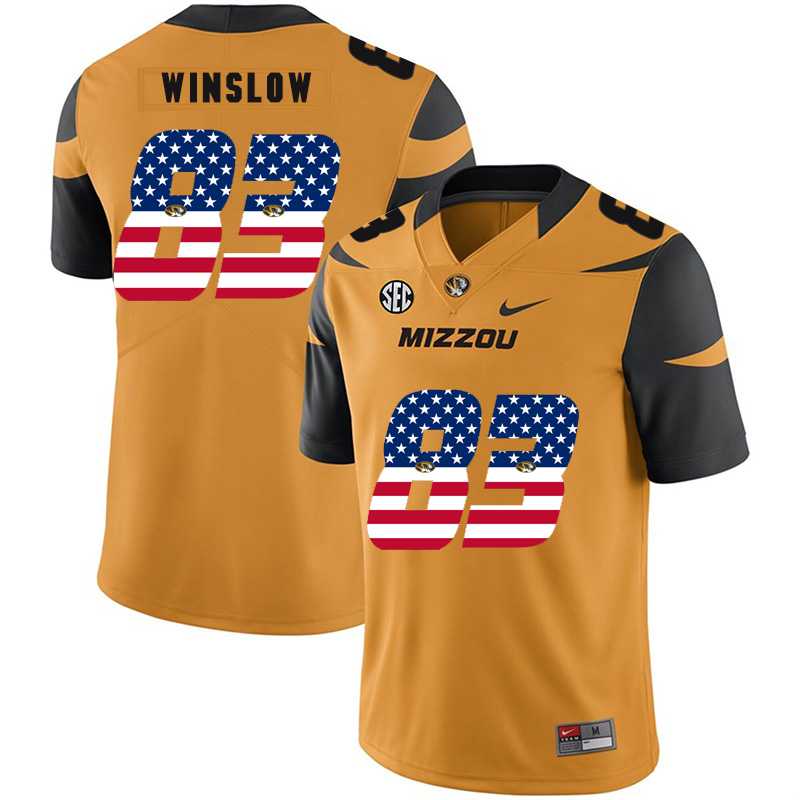 Missouri Tigers 83 Kellen Winslow Gold USA Flag Nike College Football Jersey Dyin