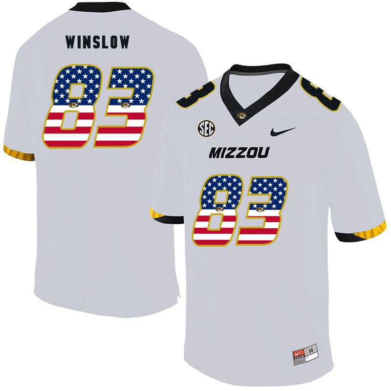 Missouri Tigers 83 Kellen Winslow White USA Flag Nike College Football Jersey Dyin