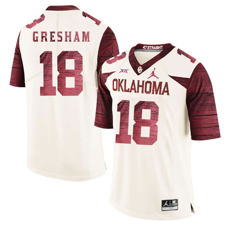 Oklahoma Sooners 18 Jermaine Gresham White 47 Game Winning Streak College Football Jersey Dzhi
