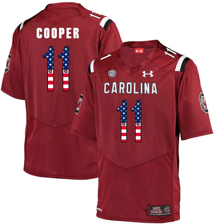 South Carolina Gamecocks 11 Pharoh Cooper Red USA Flag College Football Jersey Dyin