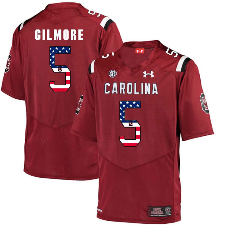 South Carolina Gamecocks 5 Stephon Gilmore Red USA Flag College Football Jersey Dyin