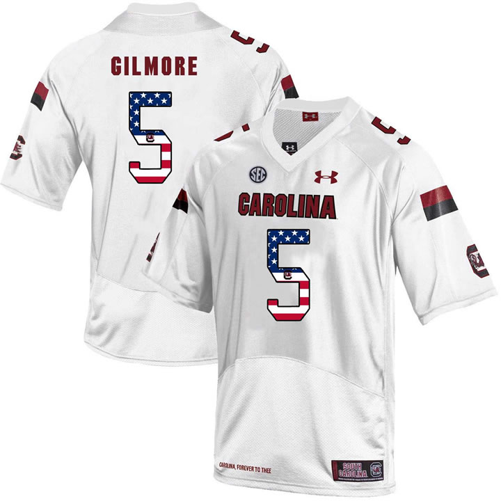 South Carolina Gamecocks 5 Stephon Gilmore White USA Flag College Football Jersey Dyin