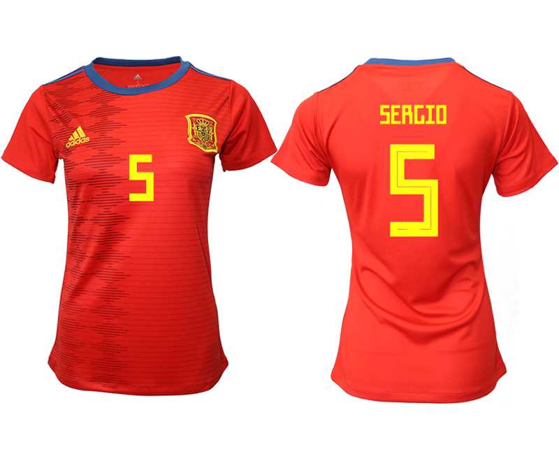 Women 2019-20 Spain 5 SERGIO Home Soccer Jersey