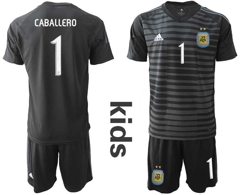 Youth 2019-20 Argentina 1 CABALLERO Black Goalkeeper Soccer Jersey