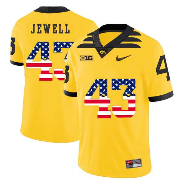 Iowa Hawkeyes 43 Josey Jewell Yellow USA Flag College Football Jersey Dyin