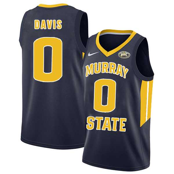 Murray State Racers 0 Mike Davis Navy College Basketball Jersey Dzhi